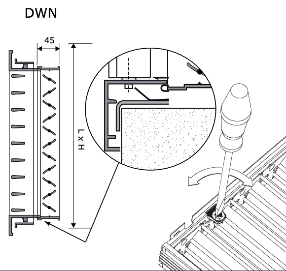 Stalen volumeregelaar - DWN 1000x400mm - Voor wand-, vloer- en kanaalrooster